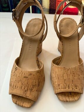 Veronica Beard Grier Cork Tan Block Heel Wedge Sandals - Size 6 1/2